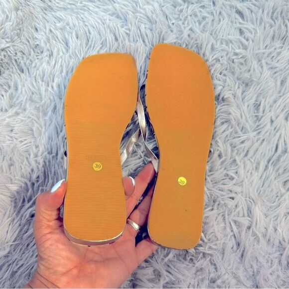 Coach Gold Sandals with Signature Monogram Sz 39 - Picture 3 of 5